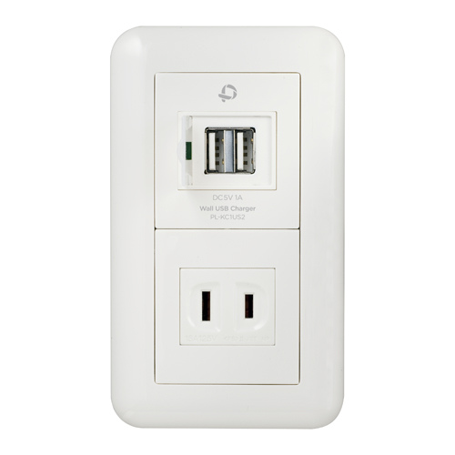 壁面埋め込み型 USB充電対応 ACコンセント｜PL-KC1US2｜PLANEX