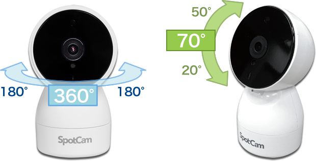 クラウド録画＆AI対応 暗視撮影 HD画素 パン・チルト ネットワークカメラ｜SpotCam-HD-Eva